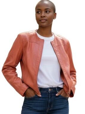 Vintage Jax Burnt Orange Lambskin Leather Jacket (8/10)